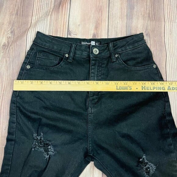 Boohoo Blue Black Jeans Distress High Waist Skinny Jeans Size 6 - Picture 6 of 12